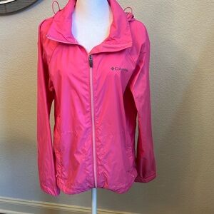 Pink Columbia lightweight wind and rain jacket.
